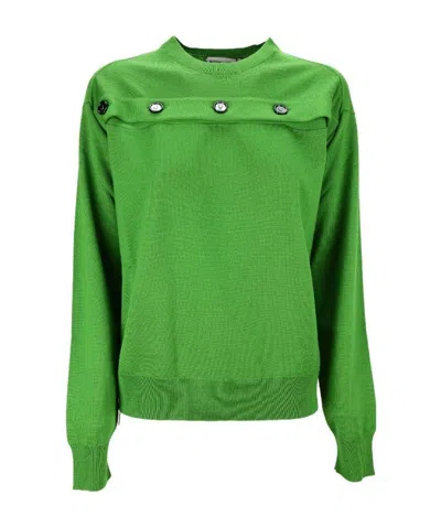 Bottega Veneta Button-detail Wool Jumper In Green