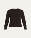 Bottega Veneta Button-shoulder Speckled Rib Crewneck Sweater In Brown