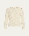 Bottega Veneta Button-shoulder Speckled Rib Crewneck Sweater In Neutral