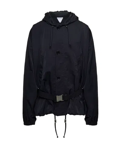 Bottega Veneta Button-up Hooded Jacket In Black
