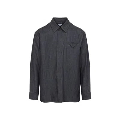 Bottega Veneta Triangle Back Denim Shirt In Black