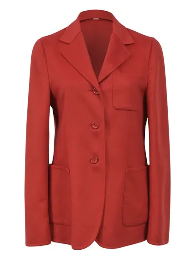Pre-owned Bottega Veneta Buttoned Patch-pocket Blazer In Red