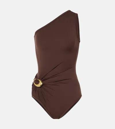 Bottega Veneta Brown Nylon One-shoulder Swimsuit