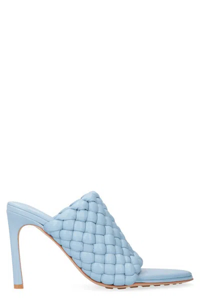 Bottega Veneta Blue Almond Toe Stiletto Heel Sandals For Women