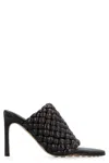 Bottega Veneta Black Intrecciato Curve Heeled Sandals In Multi