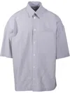Bottega Veneta Bv Embroidered Striped Overshirt In Grey