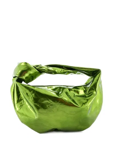 Pre-owned Bottega Veneta Bv Jodie Crinkled Leather Mini Hobo Bag In Green