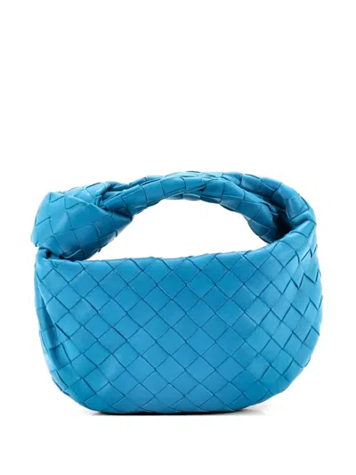 Pre-owned Bottega Veneta Bv Jodie Intrecciato Nappa Mini Hobo Bag In Blue