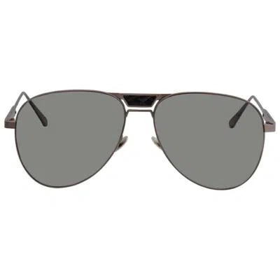 Pre-owned Bottega Veneta Bv0051s 003 Ruthenium / Gray Polarised Sunglasses Sonnenbrille
