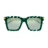 Bottega Veneta Chunky Square Acetate Sunglasses In Green-green-green