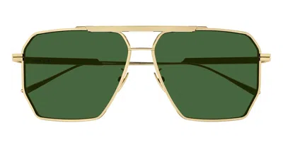 Bottega Veneta Bv1012s-004 - Gold / Green Lens Sunglasses
