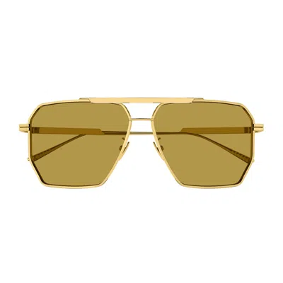 Bottega Veneta Bv1012s Linea Minimalist 008 Gold Brown Sunglasses
