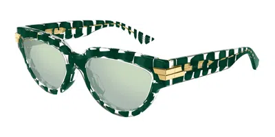 Bottega Veneta Green Cat Eye Ladies Sunglasses Bv1035s 008 55 In Neutral