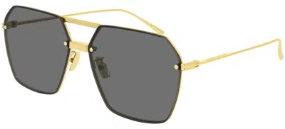 Pre-owned Bottega Veneta Bv1045s Gold Black/grey (001) Sunglasses In Gray