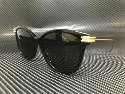 Pre-owned Bottega Veneta Bv1048sa 001 Black Round 55 Mm Women's Sunglasses In Gray