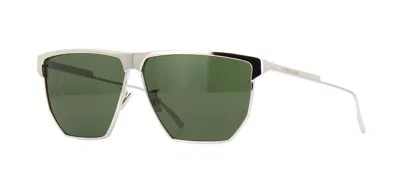 Pre-owned Bottega Veneta Bv1069s-002 62mm Silver / Green Geometric Women's Sunglasses