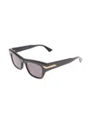 Bottega Veneta 'bv1122s' Black Rectangular Sunglasses With Golden Detail In Acetate Woman In Multicolor
