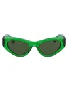 Bottega Veneta Inverted Triangle Acetate Cat-eye Sunglasses In 004 Green Green Green