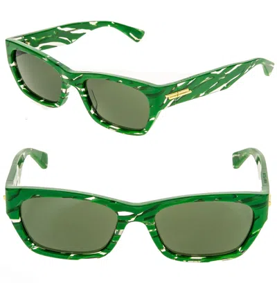Pre-owned Bottega Veneta Bv1143s Green Zebra Print Unisex Narrow Sunglasses 1143 004