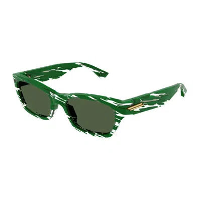 Bottega Veneta Bv1143s004 Striped Acetate Sunglasses In Green