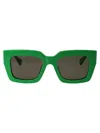 Bottega Veneta Womens Green 6j000394 Bv1212s Rectangle-frame Acetate Sunglasses In 003 Green Green Green