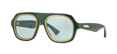 Pre-owned Bottega Veneta Bv1217s Dark Green With Gold/green (002) Sunglasses