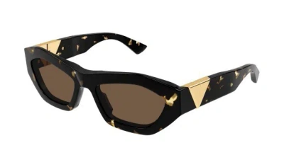 Pre-owned Bottega Veneta Bv1221s 002 Havana/brown Butterfly Women's Sunglasses