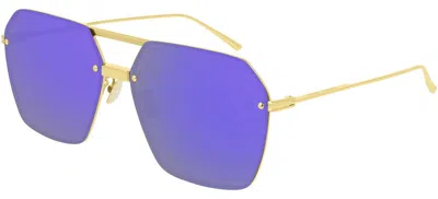 Pre-owned Bottega Veneta Bv1237s Gold/brown (002) Sunglasses