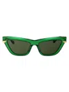 Bottega Veneta Women's Cat Eye Sunglasses In 003 Green Gold Green