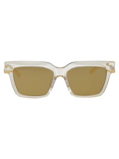 Bottega Veneta Yellow Acetate Sunglasses In Transparent