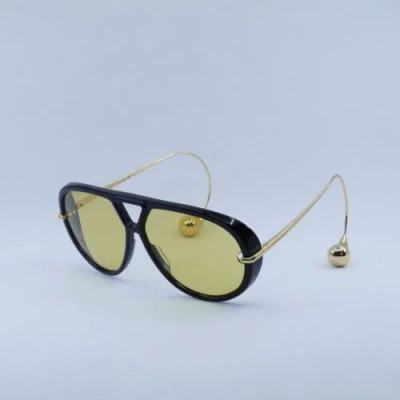 Pre-owned Bottega Veneta Bv1273s 003 Black And Gold/yellow 63-12-180 Sunglasses