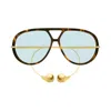Bottega Veneta Embellished Aviator-style Tortoiseshell Recycled-acetate And Gold-tone Sunglasses In Havana-gold-green