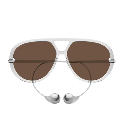 Bottega Veneta Bv1273s 009 Grey Silver Brown Sunglasses
