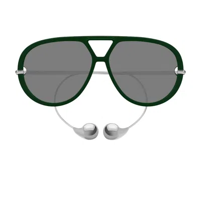Bottega Veneta Bv1273s Linea Unapologetic 008 Green Silver Grey Sunglasses