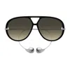Bottega Veneta Bv1273s Linea Unapologetic 010 Black Silver Brown Sunglasses