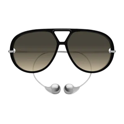 Bottega Veneta Bv1273s Linea Unapologetic 010 Black Silver Brown Sunglasses