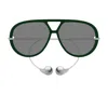 Bottega Veneta Bv1273s Linea Unapologetic 008 Green Silver Grey Sunglasses In Green