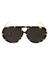 Bottega Veneta Havana-gold-grey Metal Sunglasses