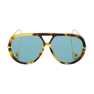 Bottega Veneta Bv1273s Sunglasses In Havana-gold-green