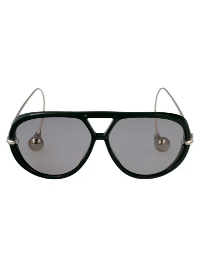 Bottega Veneta Bv1273s Sunglasses In Green-silver-grey