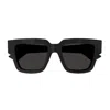 Bottega Veneta Logo-plaque Square-frame Sunglasses In Nero