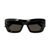 Bottega Veneta Beveled Acetate Rectangle Sunglasses In Nero