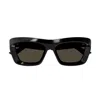 Bottega Veneta Beveled Acetate Rectangle Sunglasses In Black