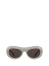 Bottega Veneta Beveled Acetate Round Sunglasses In White