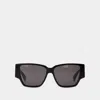 Bottega Veneta Black Bold Triangle Stud Squared Sunglasses In Black