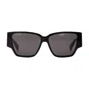 Bottega Veneta Black Bold Triangle Stud Squared Sunglasses In Black