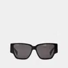Bottega Veneta Black Bold Triangle Stud Squared Sunglasses In Black