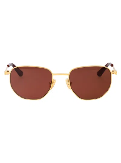 Bottega Veneta Bv1301s Sunglasses In 003 Gold Gold Brown