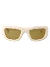 Bottega Veneta White White Brown Acetate Sunglasses In Neutral