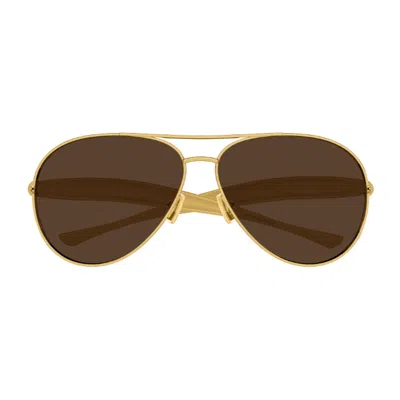 Bottega Veneta Bv1305s Linea Unapologetic 007 Gold Brown Sunglasses